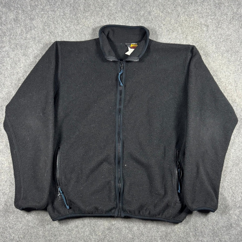 Vintage REI Polartec Fleece Jacket Mens Medium Black Full Zip Outdoor Hiking